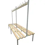 Banc de vestiaire double, avec portemanteau et porte-chaussures