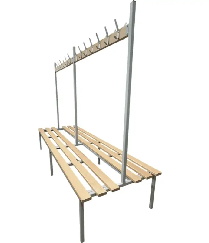 Banc de vestiaire double, avec portemanteau et porte-chaussures